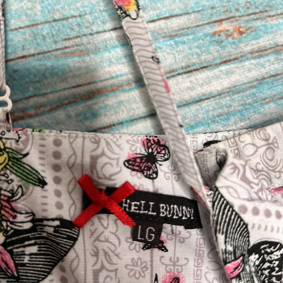 Hell Bunny Floral Skeleton Punk Sundress Size Large - Picture 9 of 9